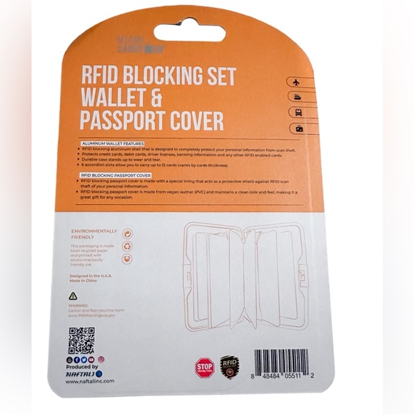 Miami Carry On 2 Pcs Set of Wallet & Passport Cover RFID Blocking, Flamingo, NEW - Picture 2 of 2